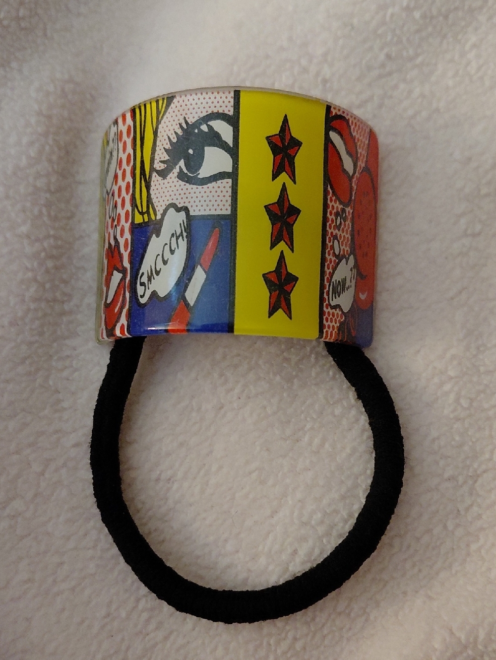 Pop Art Comic Strip Hair Cuff with Black Elastic